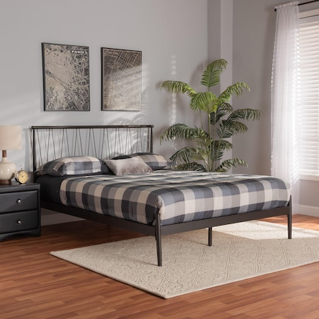 Baxton Studio Samir Modern Industrial Black Finished Metal Platform Bed-Full 195-12375-ZORO